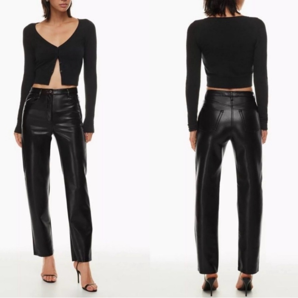 Great Condition Wilfred Aritzia Melina Black Faux Leather High-Waist Pants